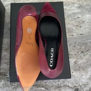 Brand new, never used. Coach Lacey Patchwork pumps- burgundy